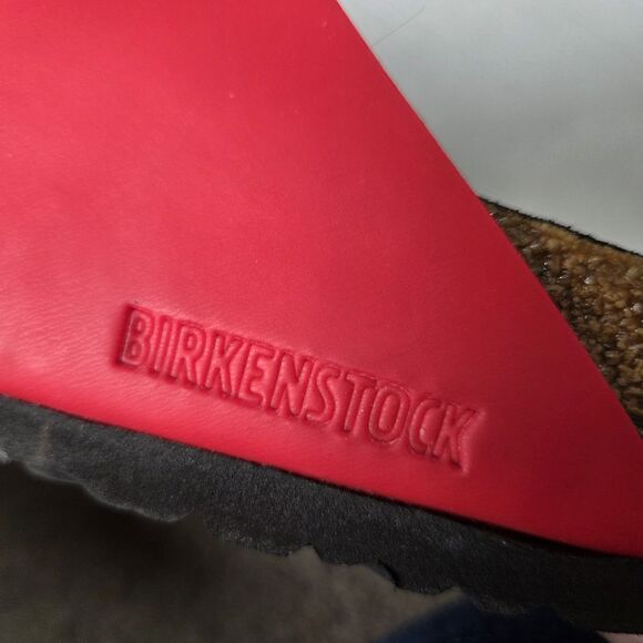 Birkenstock Men's Arizona Split Black/Poppy Red Birko Size 43 Sandals Slides - Picture 6 of 11